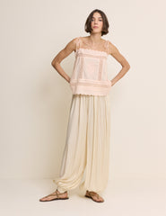 Peach Broderie Anglaise Tie Back Cami