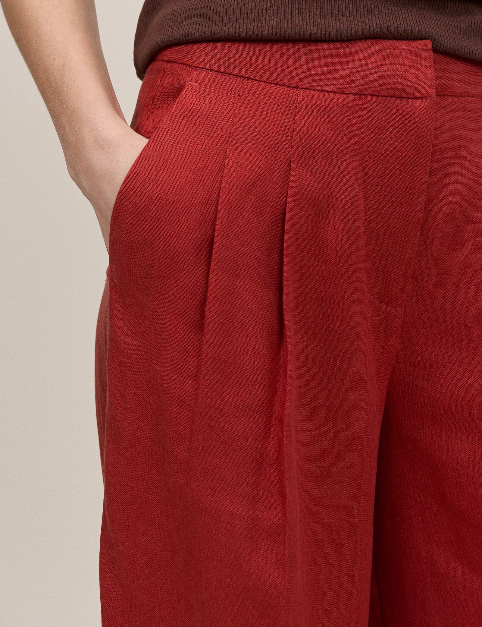 Rust Relaxed Wide Leg Tailored Trousers