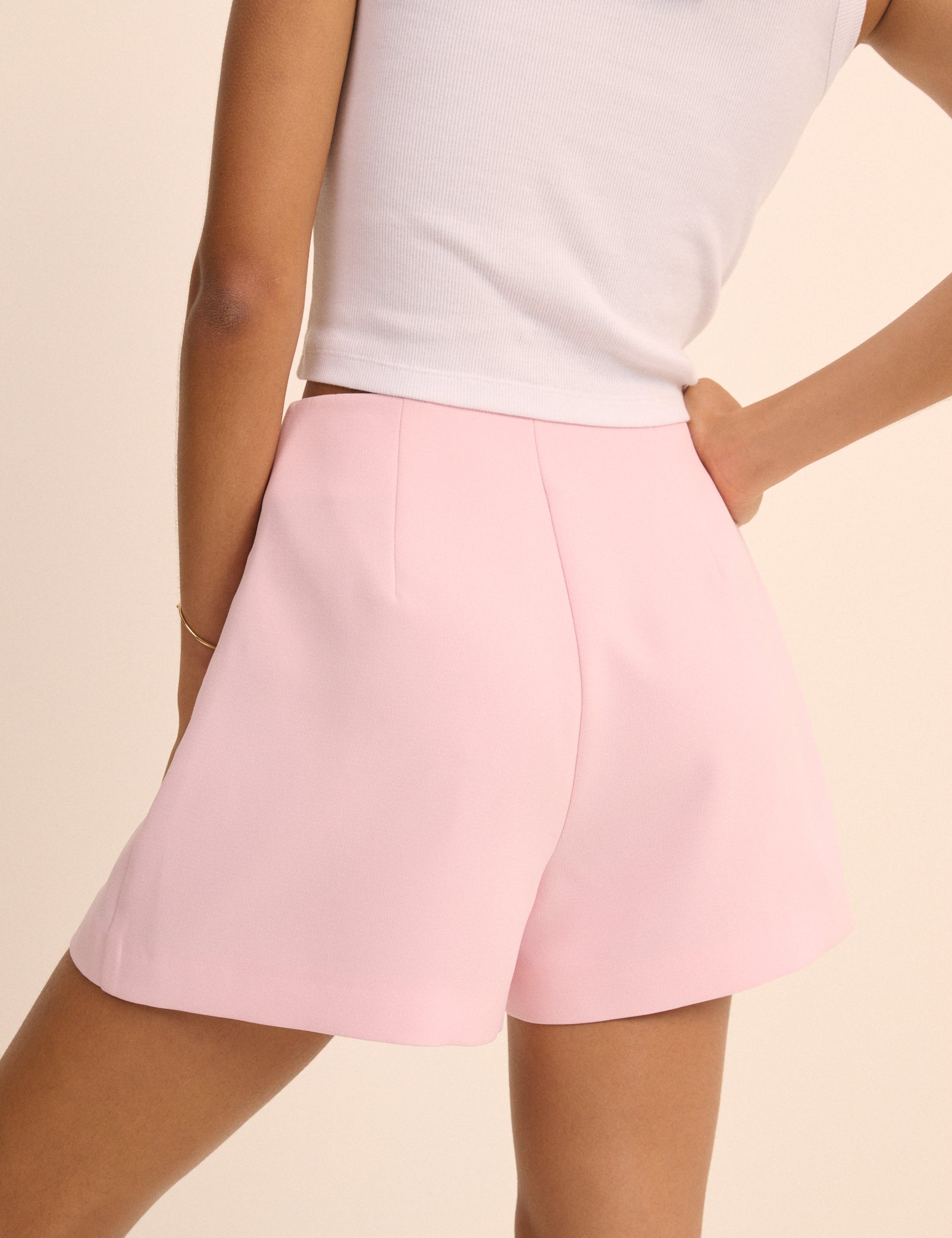 Baby Pink High Waisted Tailored Shorts