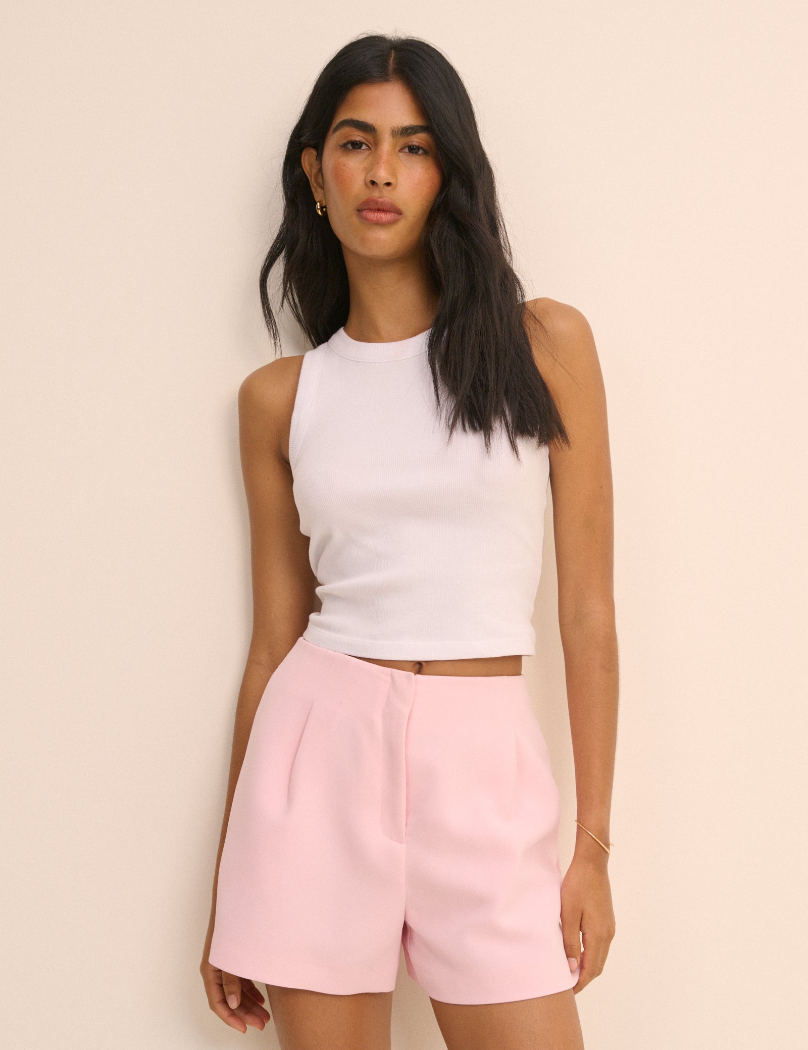 Baby Pink High Waisted Tailored Shorts