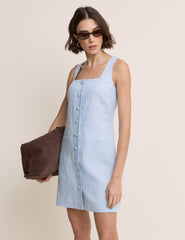 Light Blue Square Neck Tailored Lila Mini Dress