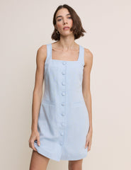 Light Blue Square Neck Tailored Lila Mini Dress