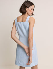 Light Blue Square Neck Tailored Lila Mini Dress