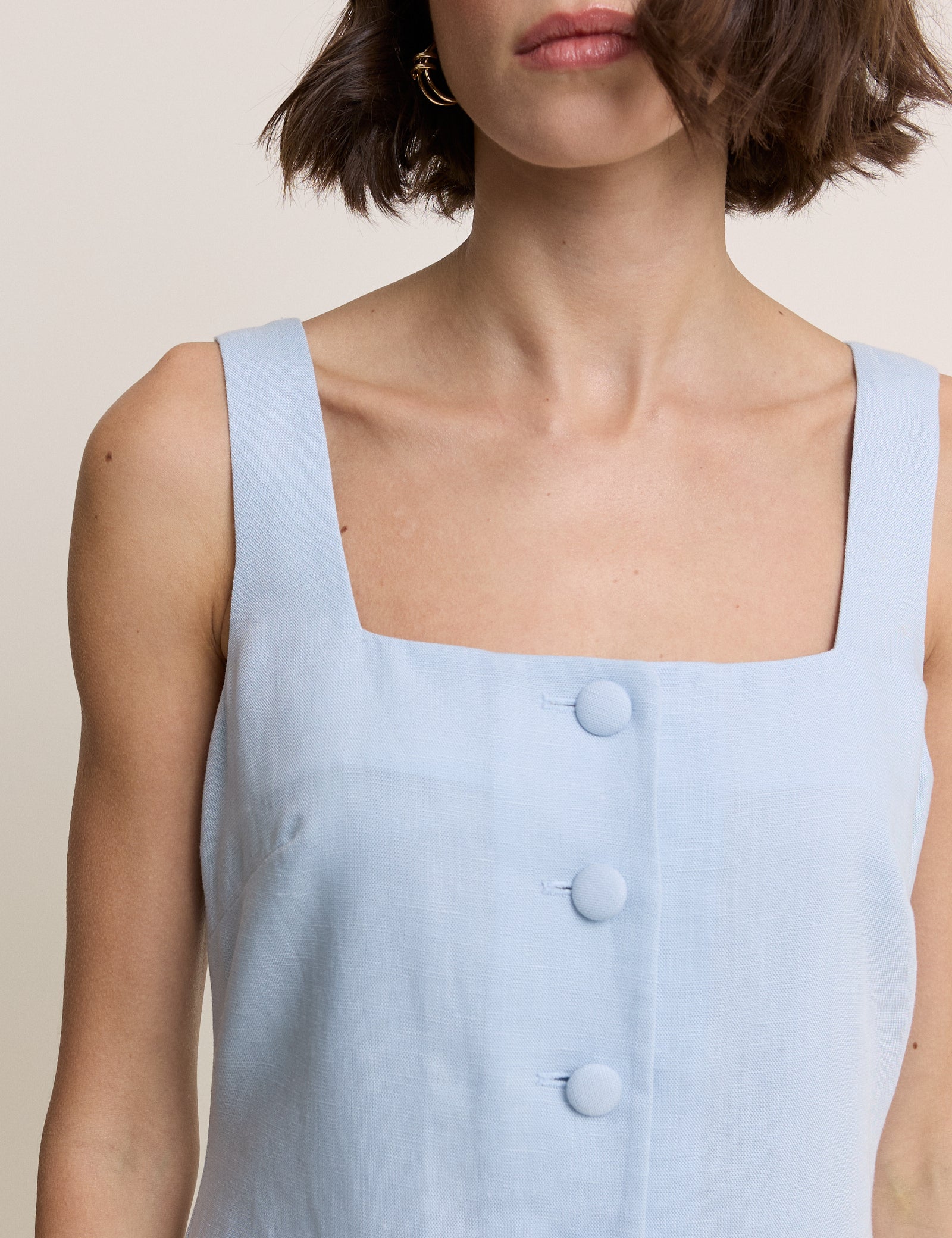 Light Blue Square Neck Tailored Lila Mini Dress
