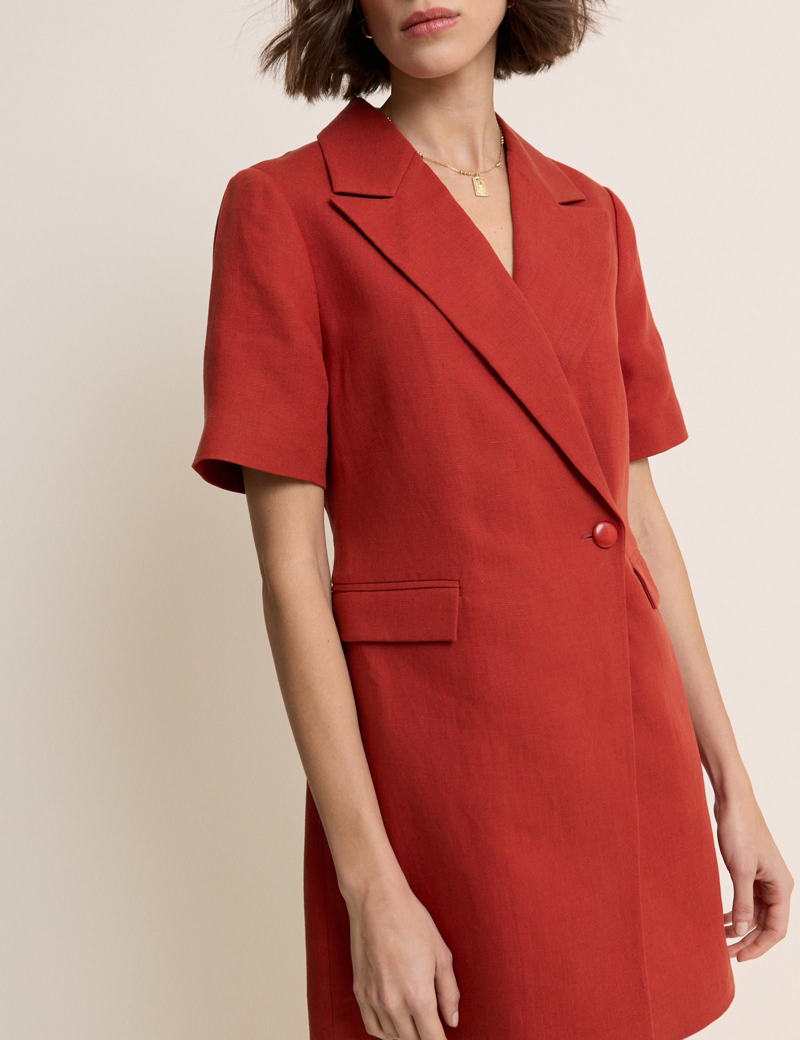 Rust Tailored Asymmetric Mini Dress