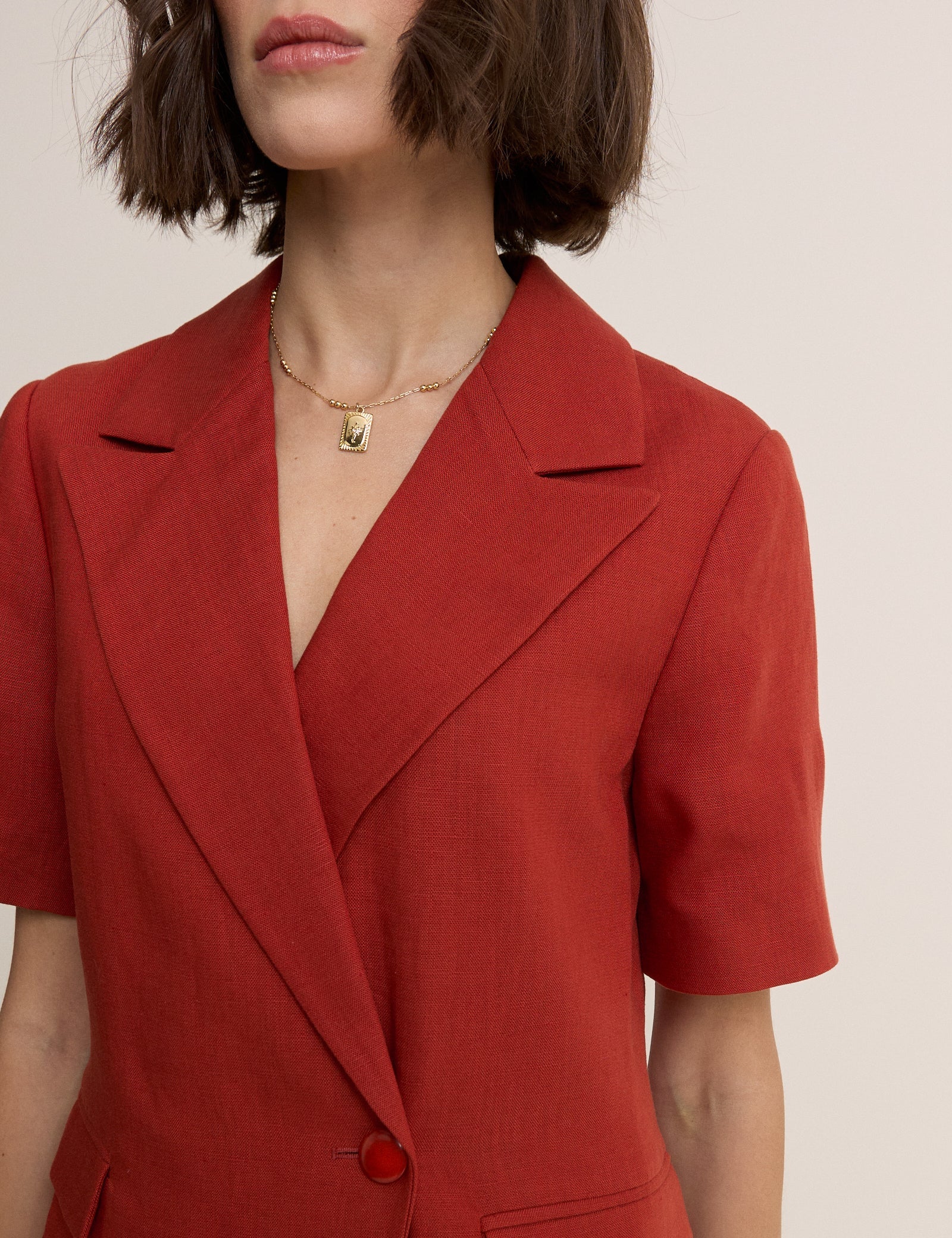 Rust Tailored Asymmetric Mini Dress