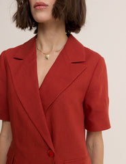 Rust Tailored Asymmetric Mini Dress
