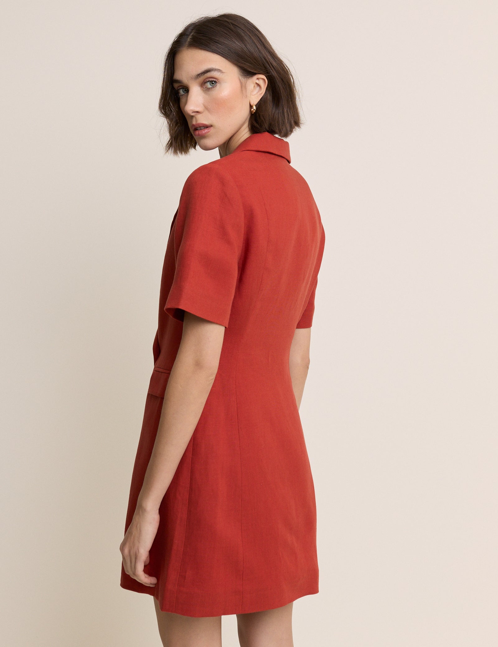 Rust Tailored Asymmetric Mini Dress