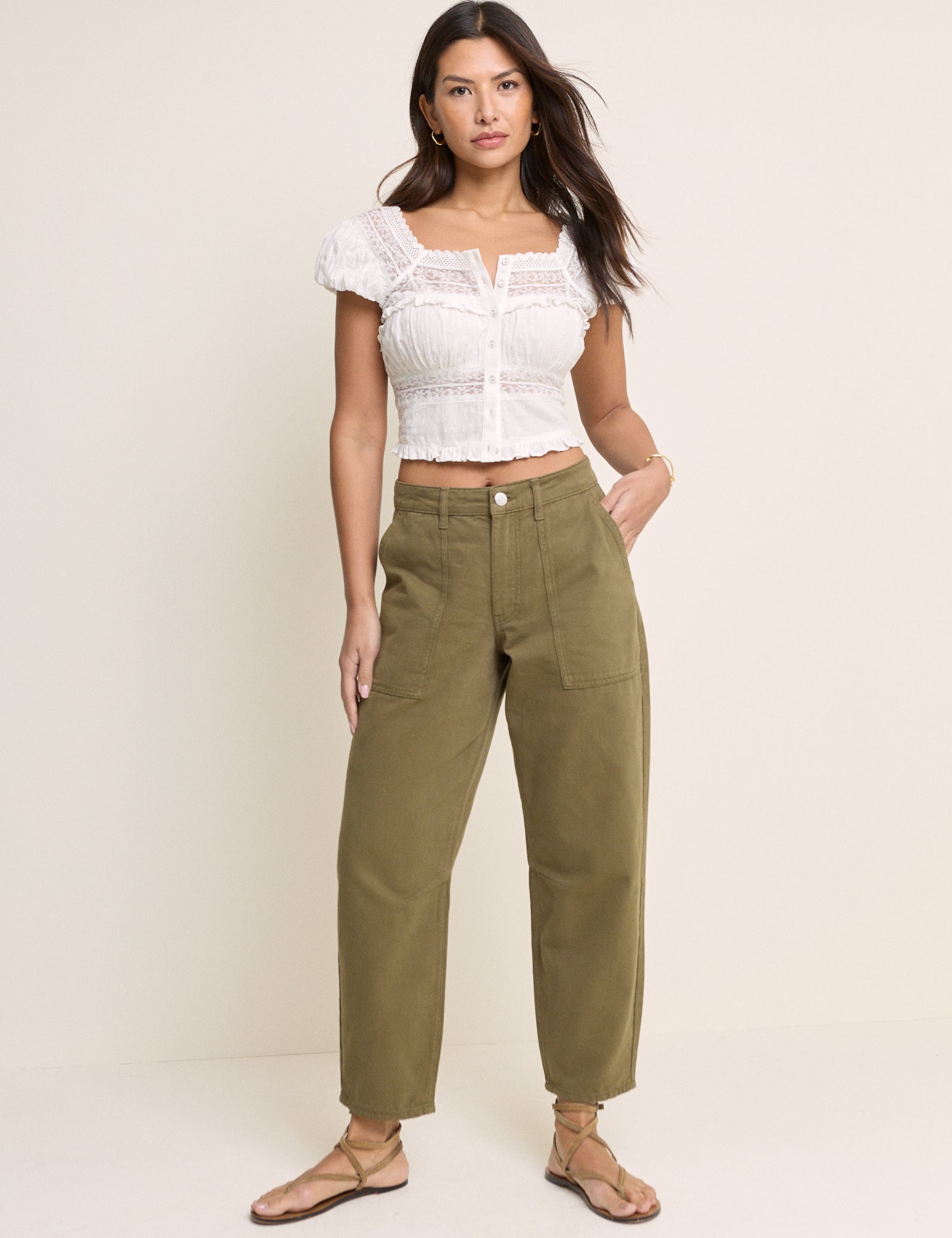 White Lace Short Sleeve Top
