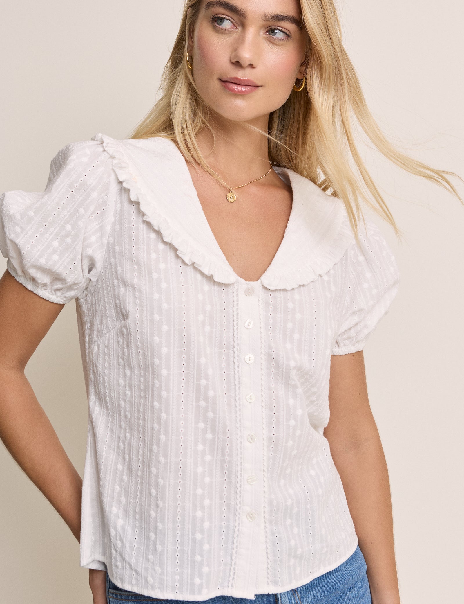 White Errie Short Sleeve Blouse