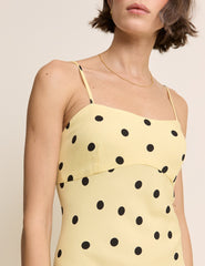 Yellow and Black Polka Dot Debbie Maxi Dress