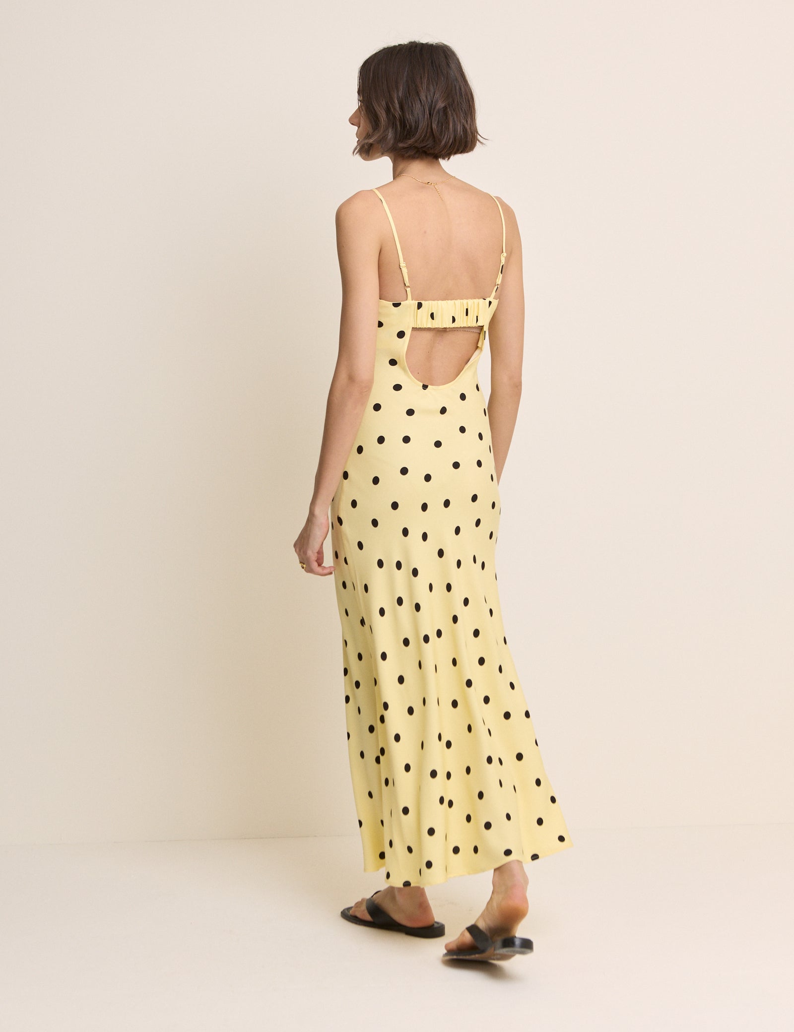 Yellow and Black Polka Dot Debbie Maxi Dress