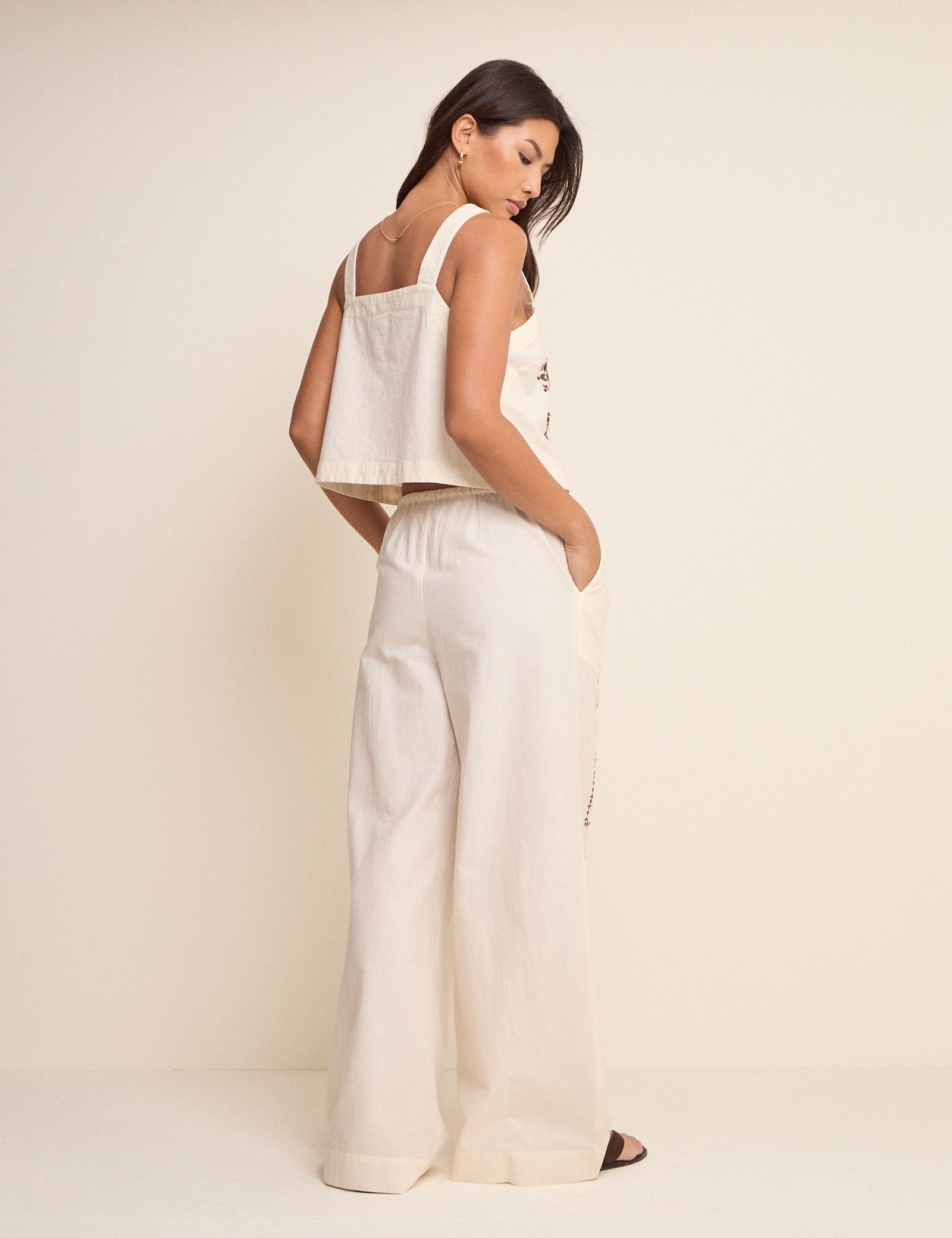 Ivory Tile Printed Wide Leg Topaz Trousers