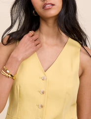 Yellow Linen-Blend Tailored Waistcoat
