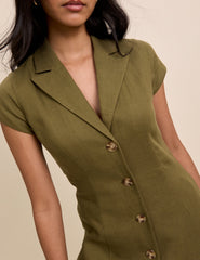 Khaki Tailored Midi Dress