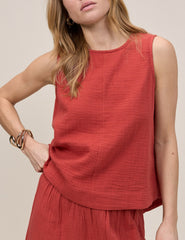 Red Sleeveless Swing Top