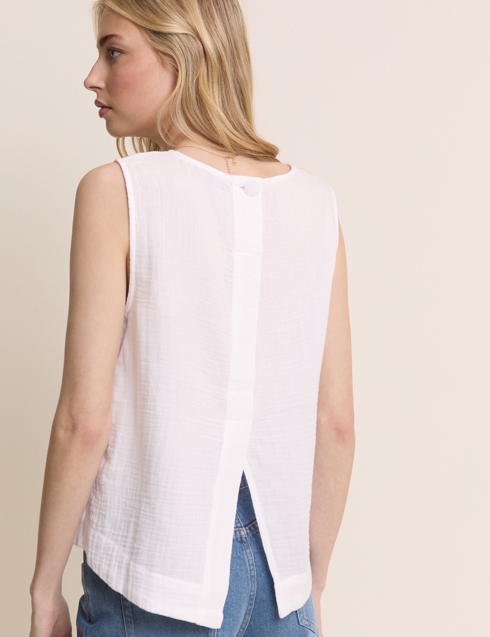 White Sleeveless Swing Top