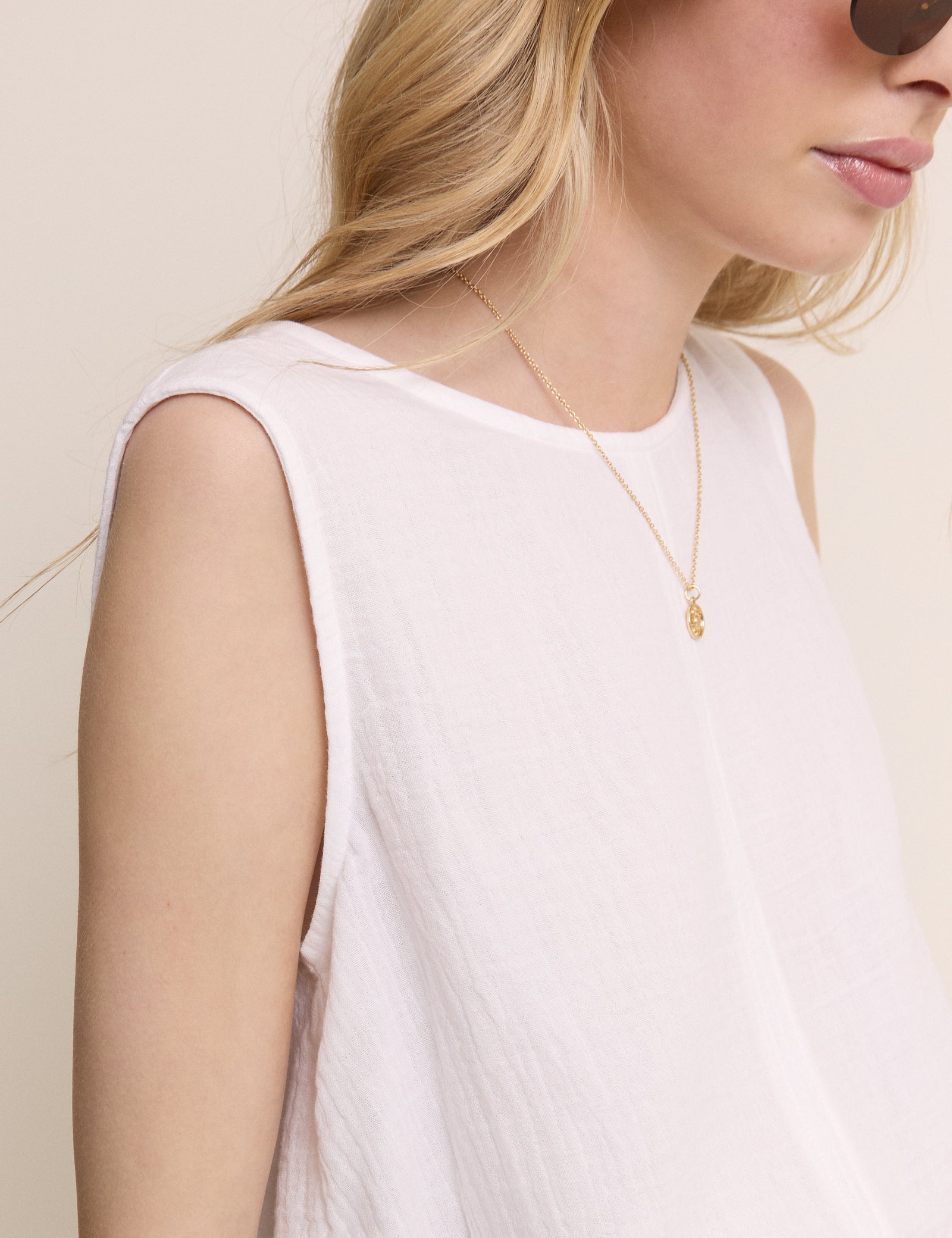 White Sleeveless Swing Top