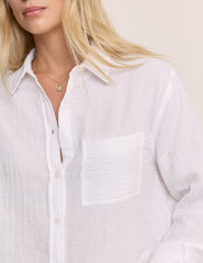 White Cropped Double Gauze Shirt