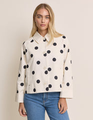 Cream Polka Dot Swing Jacket