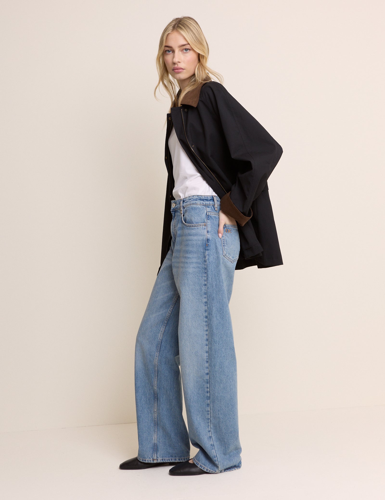 Dark Navy Cord Detail Barn Jacket