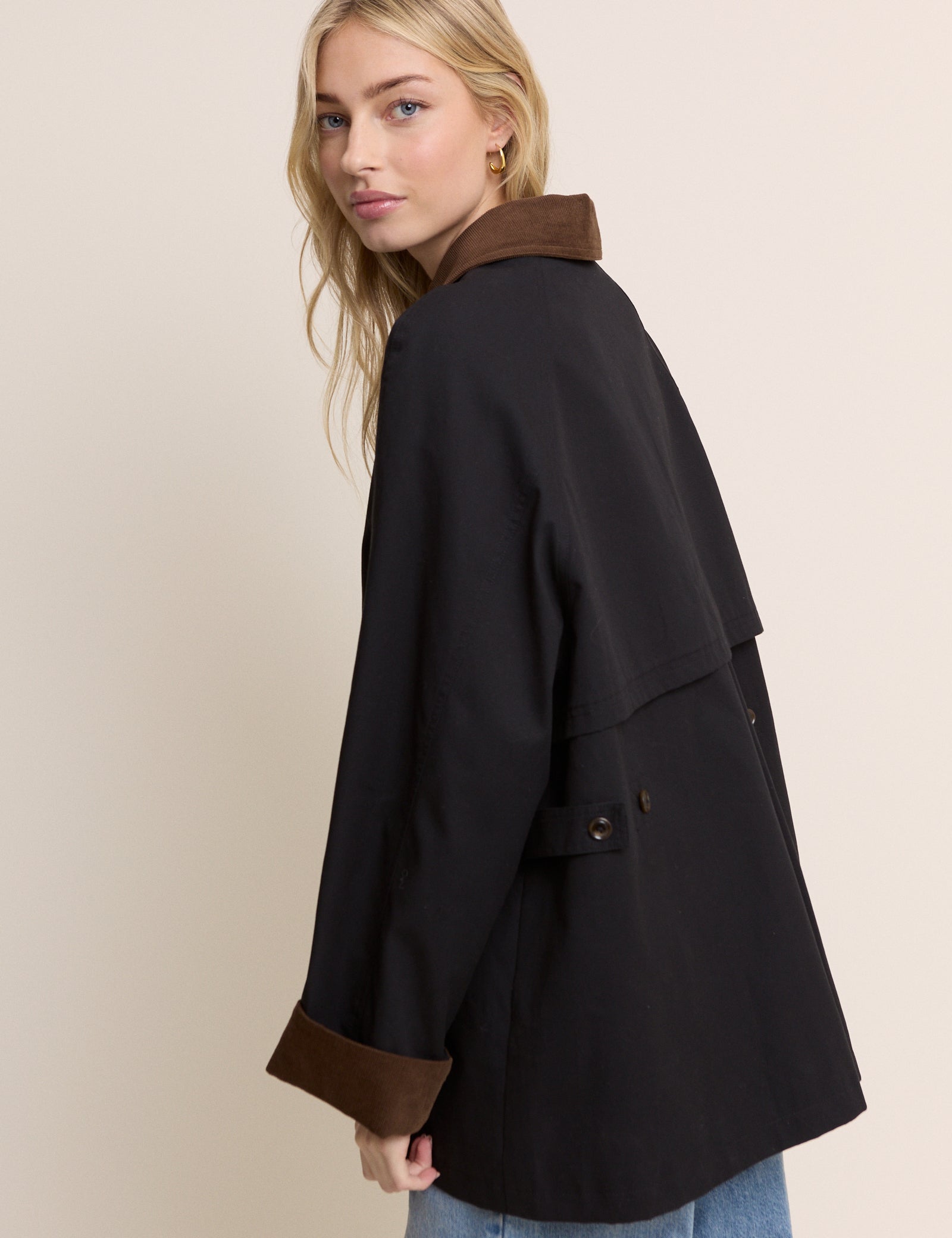 Dark Navy Cord Detail Barn Jacket