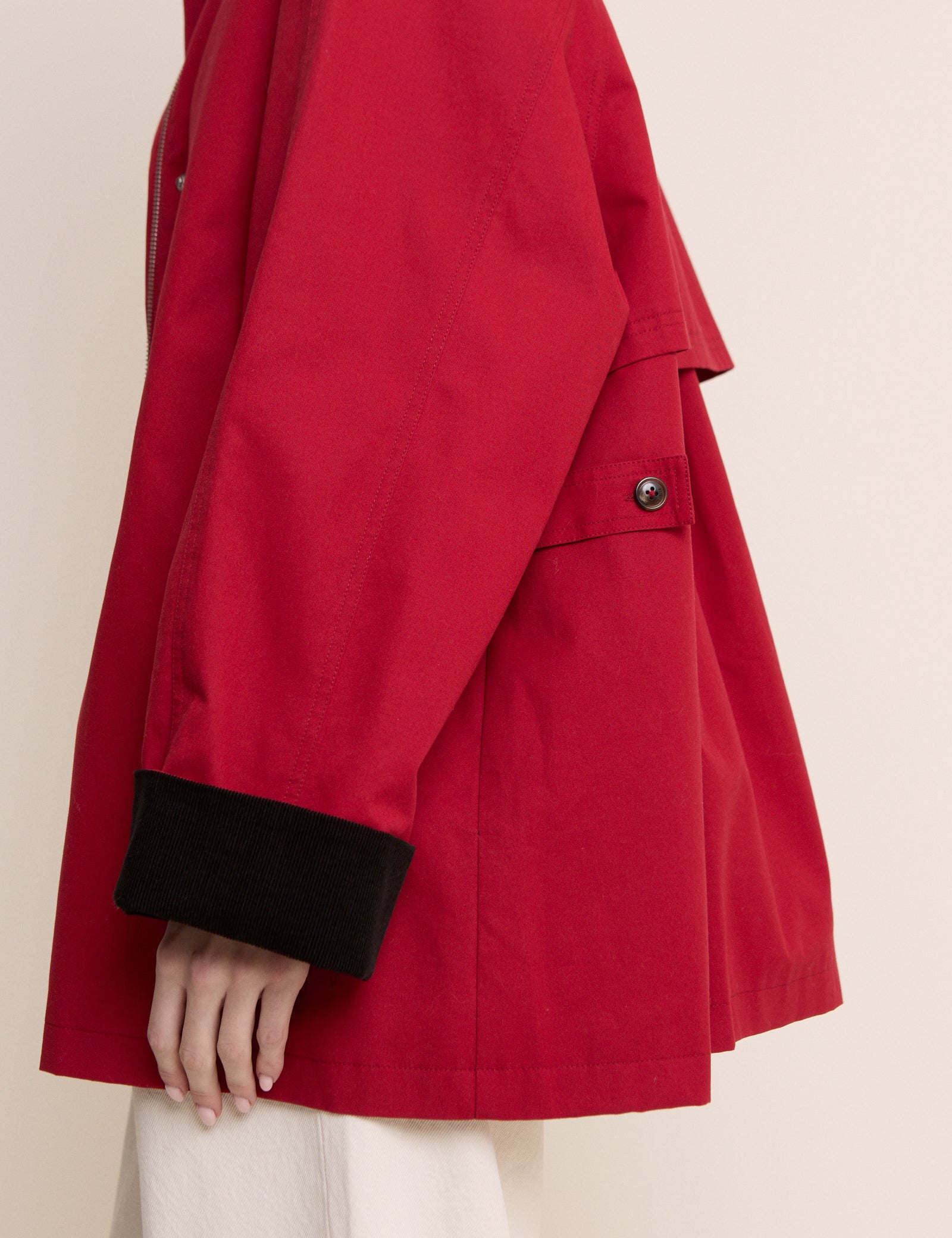Red Cord Detail Barn Jacket