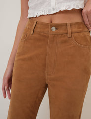 Brown Suede Flare Trousers