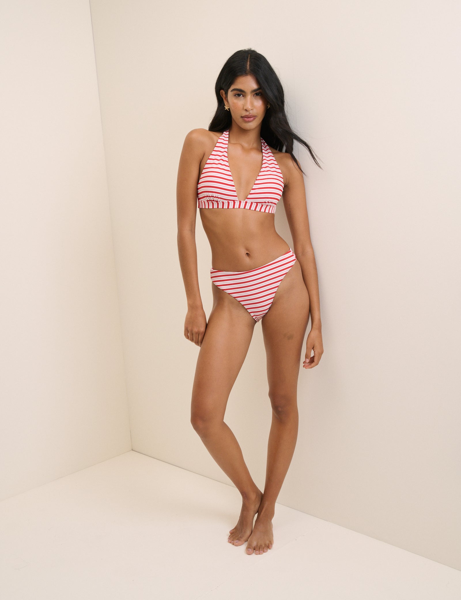Red Striped Bikini Set