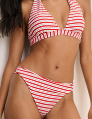 Red Striped Bikini Set