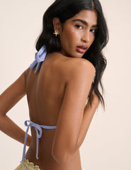 Yellow Ditsy Floral Frill Edge Bikini Top