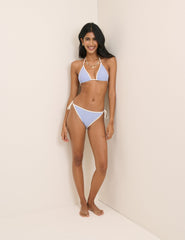 Blue Contrast Trim Triangle Bikini Top