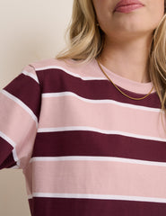 Pink Striped Boxy Fit T-Shirt