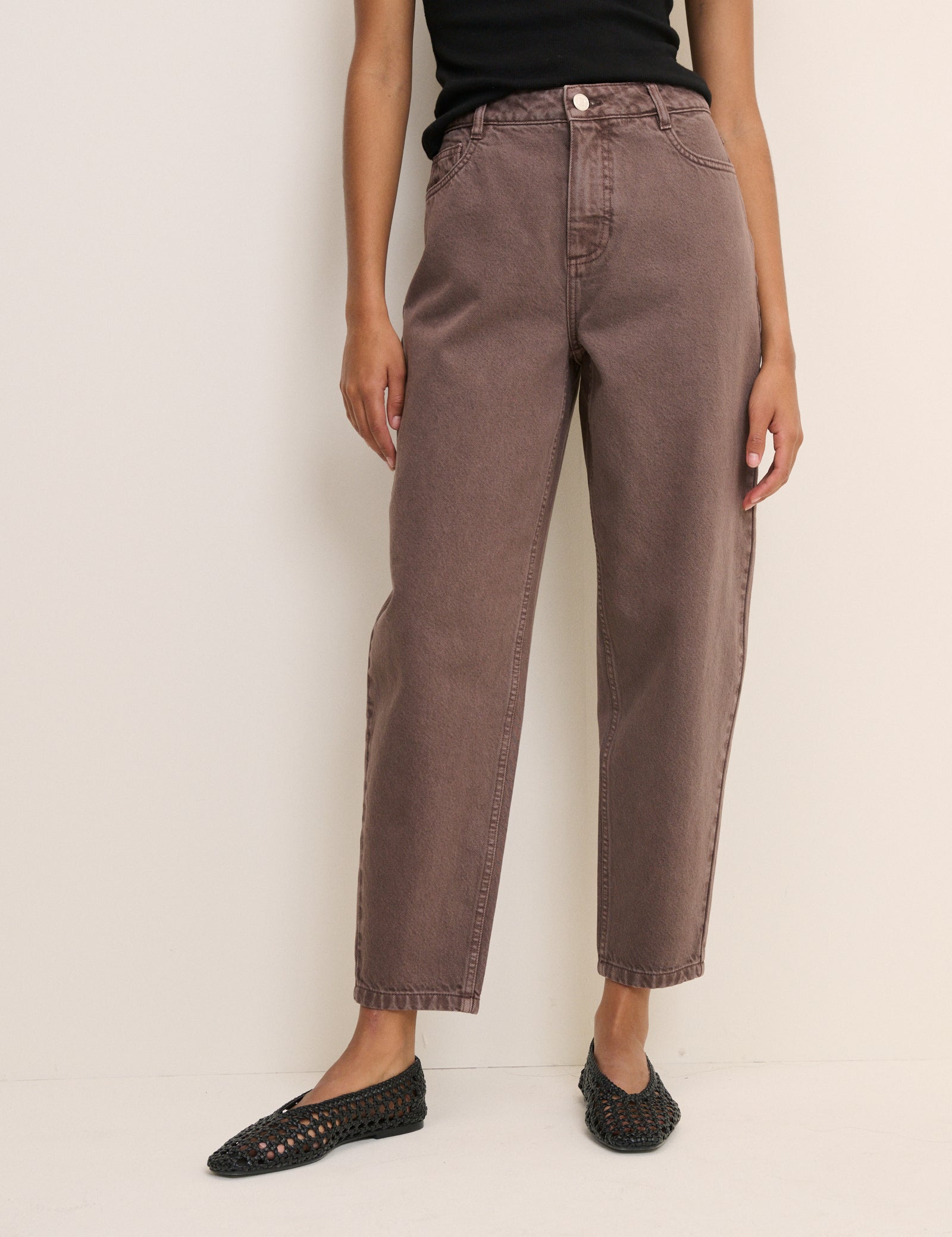 Brown Putney Barrel Leg Jeans