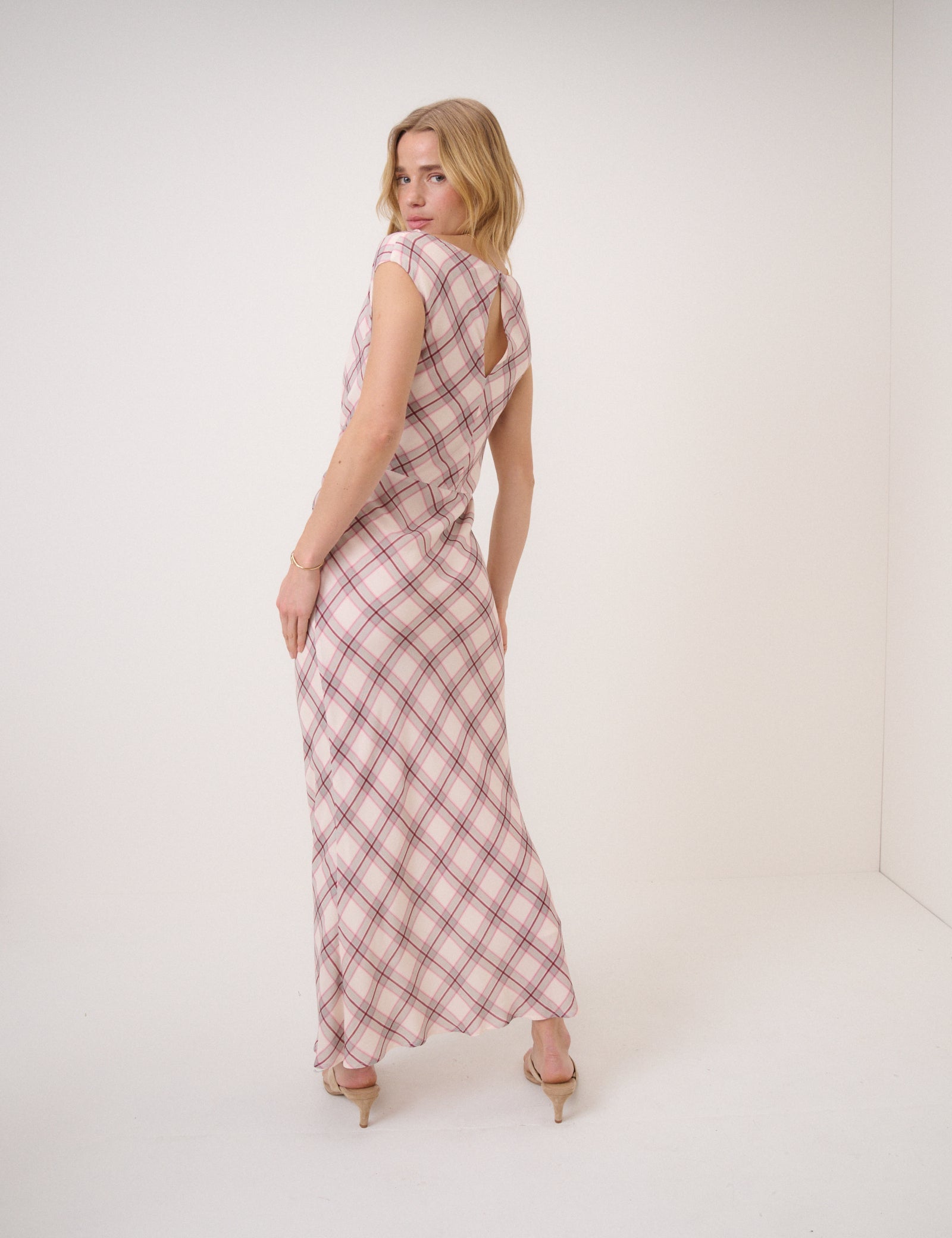 Pink Check Jessica Maxi Dress