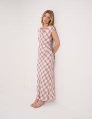 Pink Check Jessica Maxi Dress