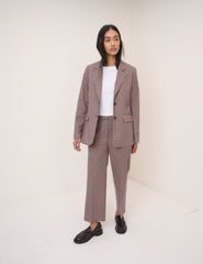 Red and Navy Gingham Blazer
