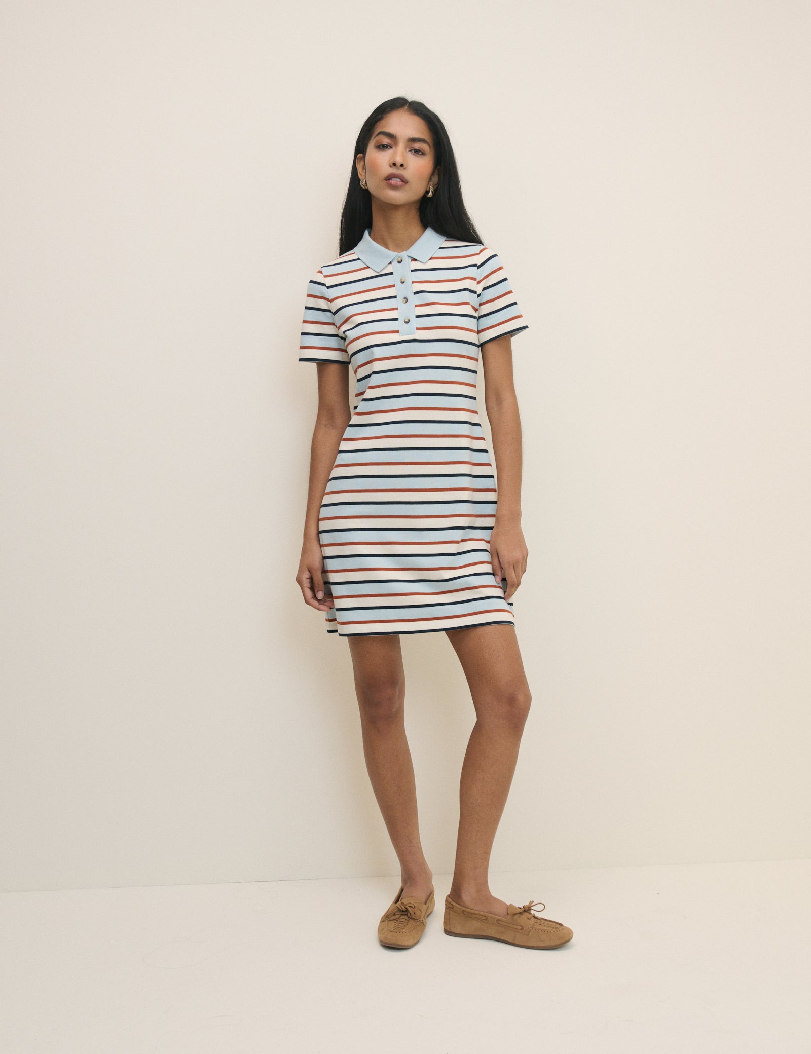 Blue Striped Jersey Polo Collins Mini Dress