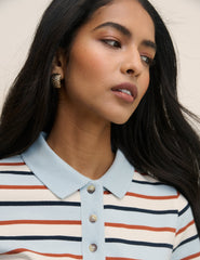 Blue Striped Jersey Polo Collins Mini Dress