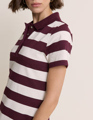 Burgundy Striped Jersey Polo Collins Mini Dress