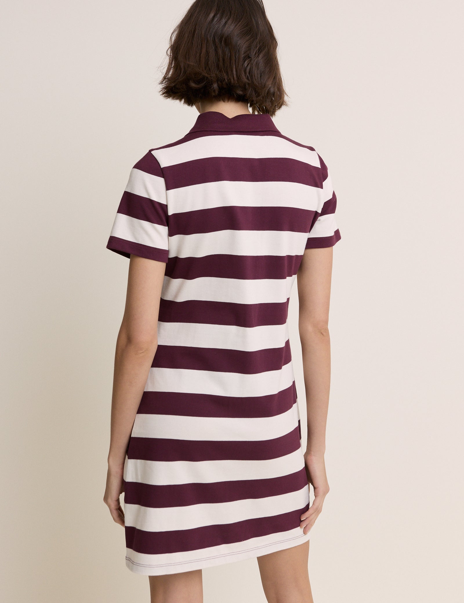 Burgundy Striped Jersey Polo Collins Mini Dress