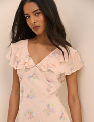 Blush Pink Floral Ellen Midi Dress