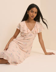 Blush Pink Floral Ellen Midi Dress