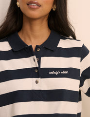 Striped Jersey Short Sleeve Polo Top