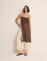 Brown Lace Trim Paulina Longline Cami