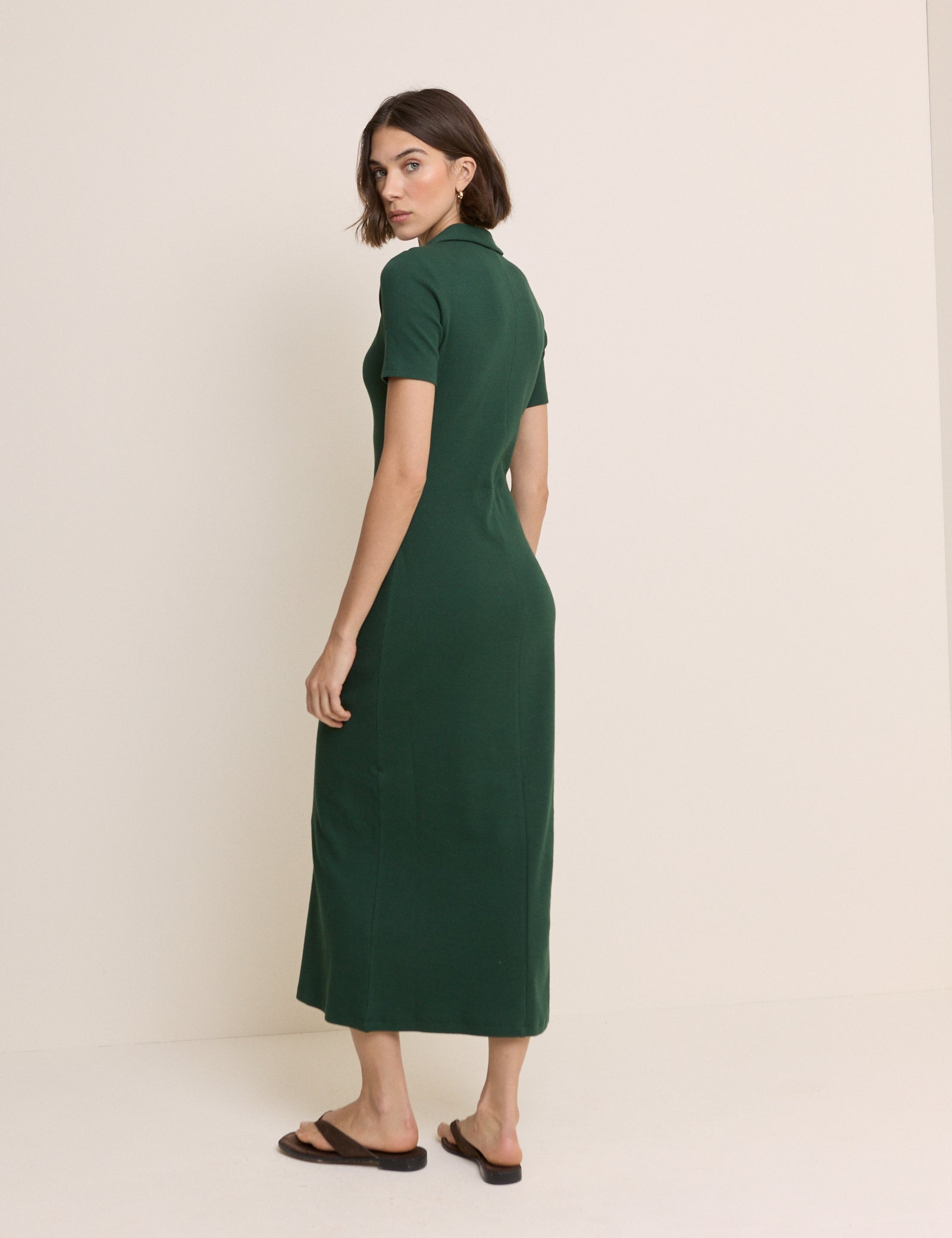 Green Clarey Polo Jersey Midi Dress
