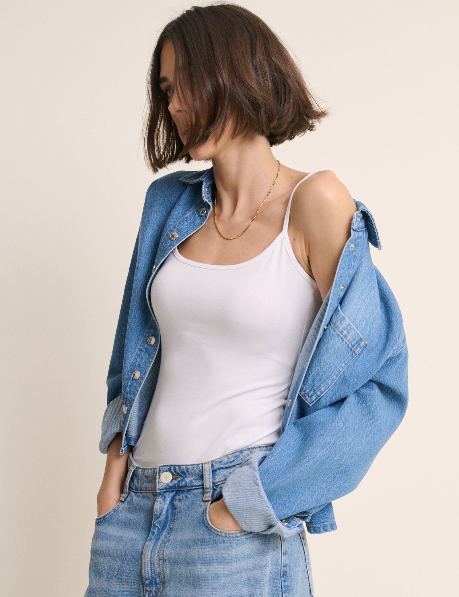 White Scoop Neck Cami Vest
