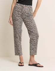 Leopard Print Mid Rise Camden Tapered Jeans