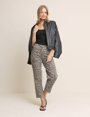 Leopard Print Mid Rise Camden Tapered Jeans