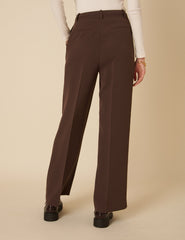 Brown Wide Leg Jax Crepe Trousers